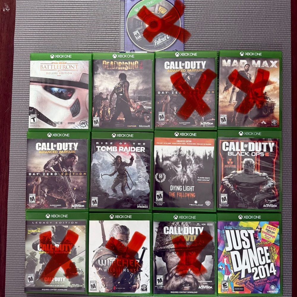 Xbox One Game Collection (7 left)- preowned